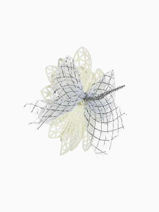 Цена за 2 шт. Ёлочные игрушки 2 шт. Зимнее волшебство. Бантик с пышным цветком пластик, 119 см, белый фото 9