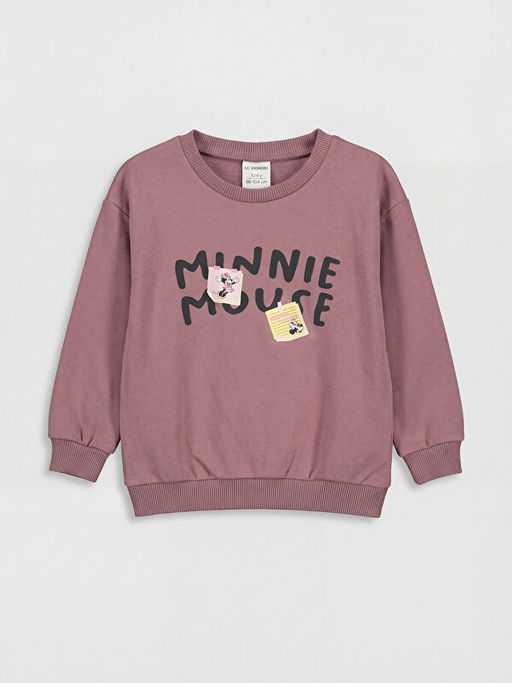 Minnie Mouse Bask?l? K?z Bebek Sweatshirt ve E?ofman Alt?