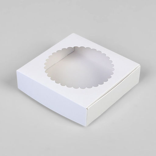 Цена за 5 шт. Подарочная коробка сборная с окном, белый, 11.5×11.5×3 см