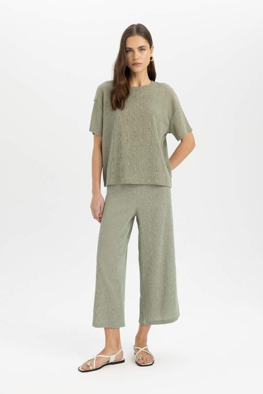 Футболка с короткими рукавами и круглым вырезом Relax Fit - Defacto фото 2