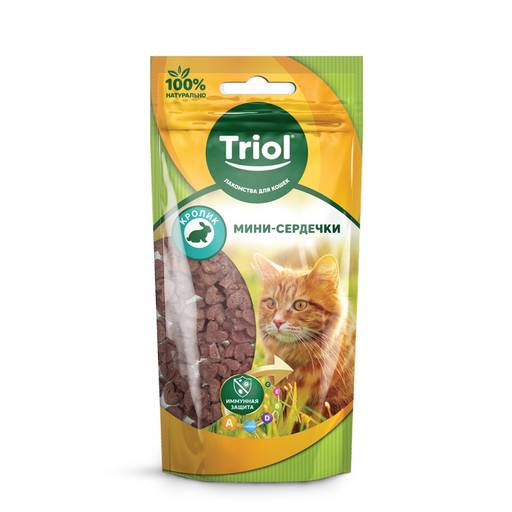 Мини-сердечки из кролика для кошек, 40г, Triol 20171024