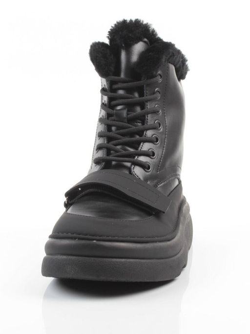 04-PAJ76-1Z BLACK Ботинки зимние женские (натуральная кожа, натуральный мех, 100% шерсть)