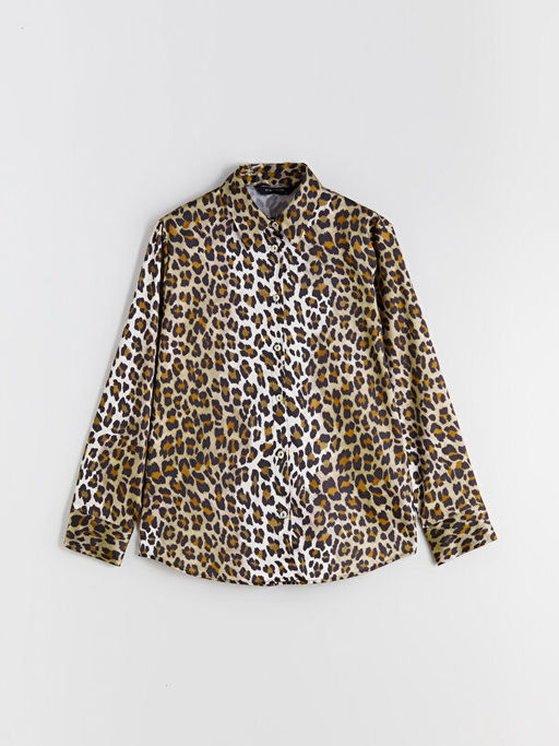 Leopar Desenli Saten Kad?n G?mlek