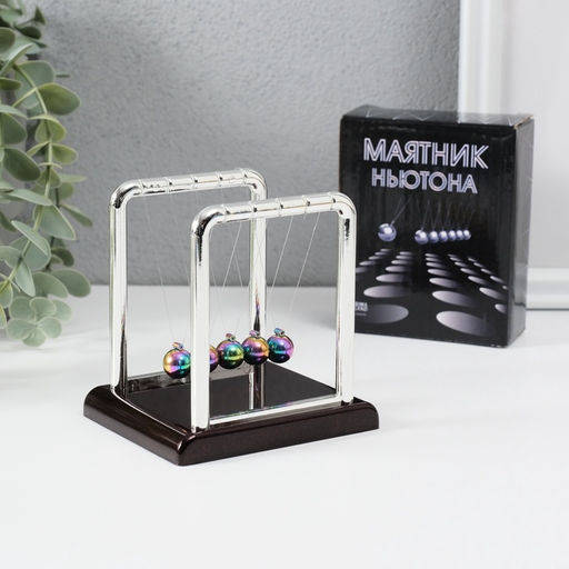Маятник настольный антистресс «Шары Ньютона. Колыбель техно», пластик, бензиновые шары, 9.5×7.5×9 см