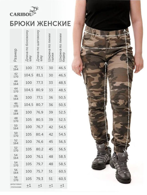Брюки женcкие карго c накладными карманами Caribou В251 Камуфляжные (милитари) фото 6