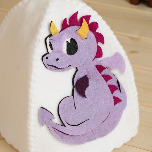 Шапка для бани детская с аппликацией Дракончик, лавандовый - Simaland фото 2