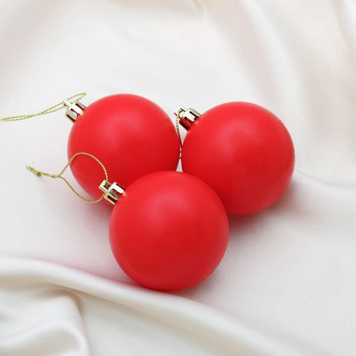 Цена за 3 шт. Ёлочные игрушки Матовый, шары новогодние, d=5.5 см, набор 3 шт., красный - Зимнее волшебство фото 2