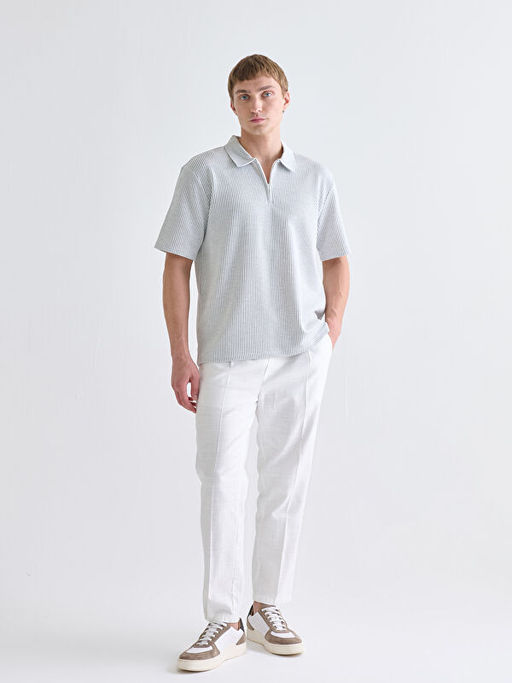 Polo Yaka ?izgili Penye Erkek Ti??rt