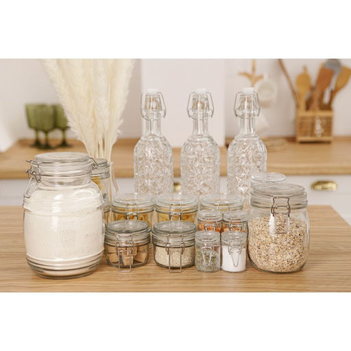 Банка для сыпучих продуктов Доляна «Галерея», 100 мл, 6.5×10.6 см, с бугельным замком, стекло