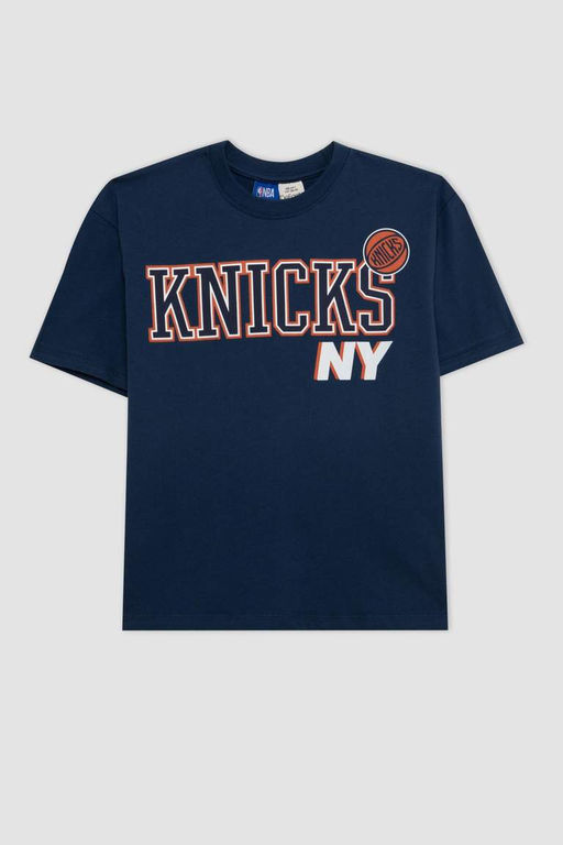 Футболка оверсайз с круглым вырезом и короткими рукавами NBA New York Knicks для мальчиков - Defacto фото 8