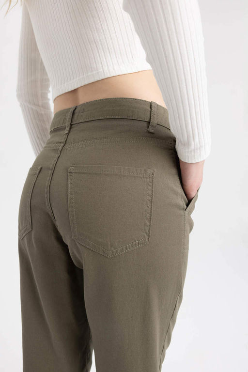 Брюки Jogger стандартной посадки из габардина длиной до щиколотки, 100% хлопок - Defacto фото 6