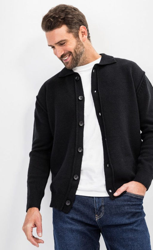 Кардиган мужской однотонный F310-0513 чёрный - Fine joyce фото 6
