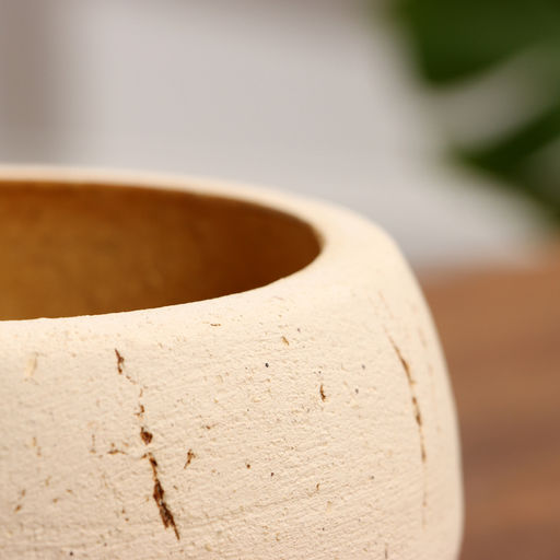 Горшок для цветов «Шар микро», керамический, с поддоном, 1.2 л, d=14 см, h=12 см, бежевый