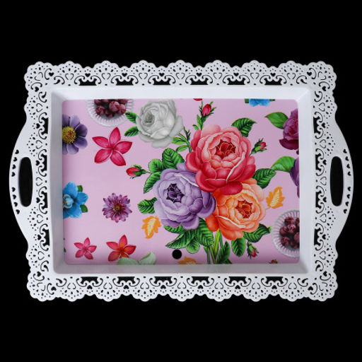 Поднос прямоугольный 40,5х28,5 см / 9687 /уп 120/с ручками - Галеонтрейд фото 5