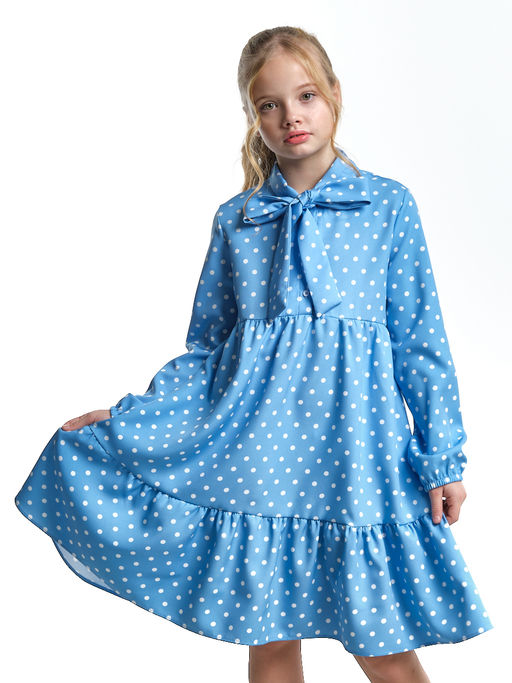 Платье подростковое в горох UD 7014 св.голубой горох - Mini maxi фото 9