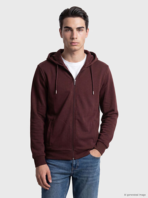 Kap??onlu Erkek Fermuarl? Sweatshirt