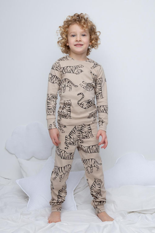К 1552/24/темно-бежевый,тигры пижама д/дет яс