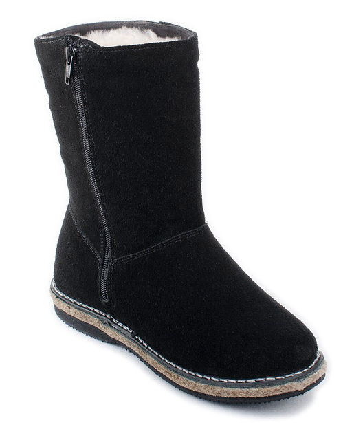 Полусапоги женские на войлочной подошве., Черные. Замша. Молния. Подклад овчина.