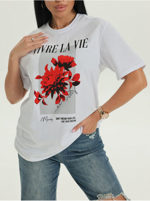 Футболка Цветок белый женская - София фото 3