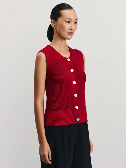 Вязаный жилет из хлопка / Zarina фото 4