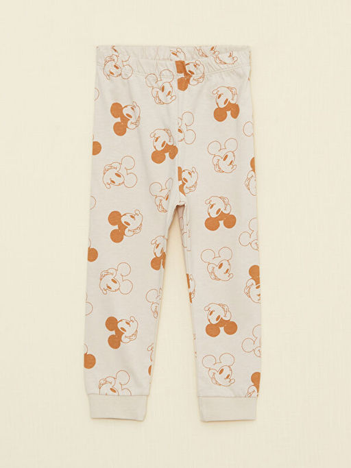 Bisiklet Yaka Uzun Kollu Mickey Mouse Bask?l? Organik Pamuklu Erkek Bebek Pijama Tak?m? - Waikiki фото 3