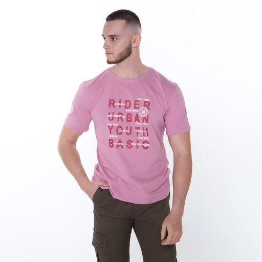 Футболка мужская, цвет розовый, размер 46