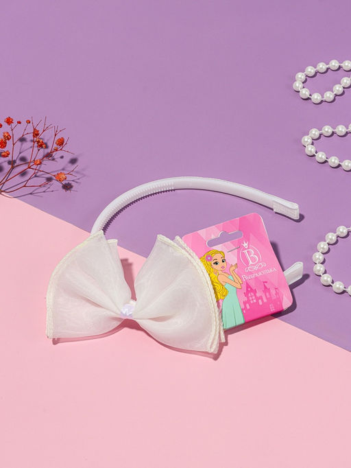 Цена за 3 шт. Ободок для волос «Бантик крошка», классика нежность, 11×1 см, белый