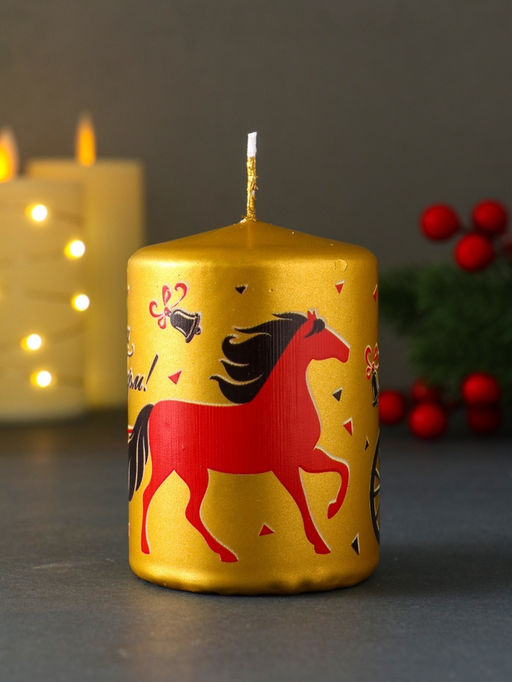 Свеча новогодняя пеньковая «Лошадь. 2026», 6×6×8 см