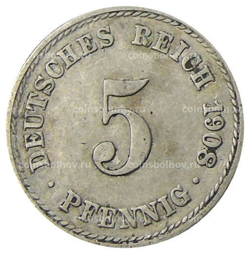 5 пфеннигов 1908 года A Германия