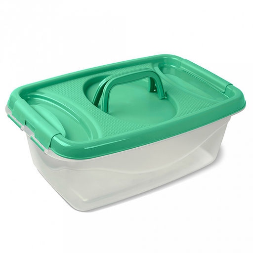 Контейнер для продуктов пластмассовый "Чезаре" 16л, 47,2х31,2х18,6см, пластмассовая крышка с защелками, мятный (Россия)