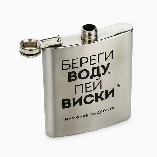 Фляжка Мудрость, 460 мл, серебристая