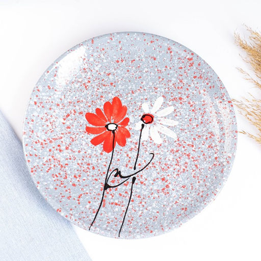 Набор тарелок для блинов Псковский гончар «Ромашка двойная», 7 предметов: 6 шт. d=16 см, 1 шт. d=24 см, серый