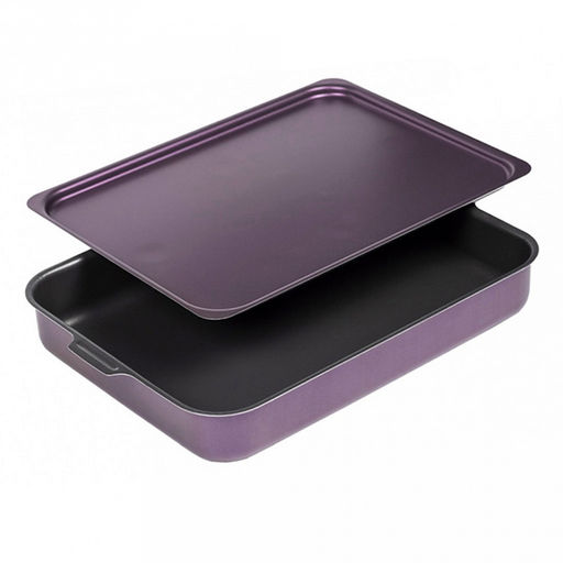 "Violet" Противень с антипригарным покрытием 23х30х6,1см, s0,9мм, металлическая крышка (Россия)