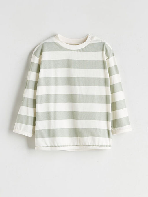 Bisiklet Yaka ?izgili Erkek Bebek Ti??rt ve Pantolon 2li