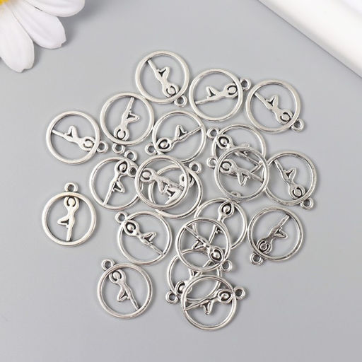 Цена за 20 шт. Металлический элемент, декоративная подвеска Арт Узор. Гимнастика, серебро, 1.91.6 см  фото 3