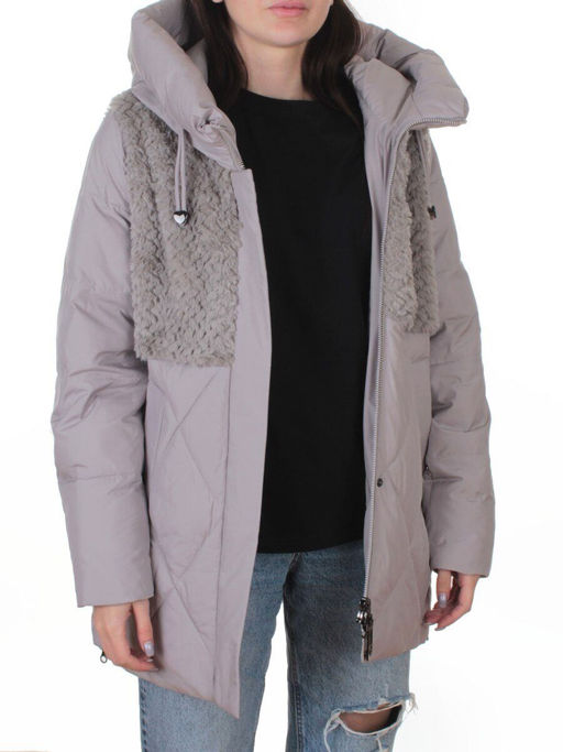 M-8800 GRAY/BEIGE Куртка зимняя стеганная женская (150 гр. холлофайбер)