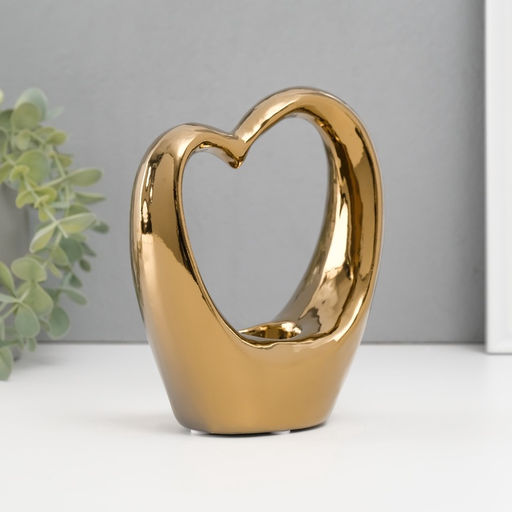 Подсвечник на 1 свечу Сердце, d=4 см, золото, 14.5?6?17 см