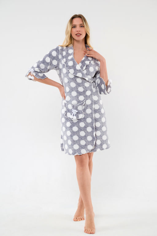 Халат женский из ультрасофта Светлана горох - Амадэль фото 2