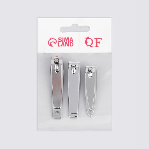 Кусачки-книпсер маникюрные, набор, 3 шт, 5/5,5/7 см, на блистере, цвет серебристый - Queen fair фото 4