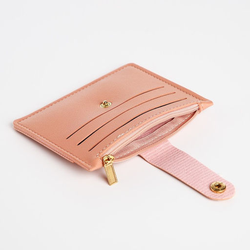 Картхолдер с монетницей на молнии, цвет розовый