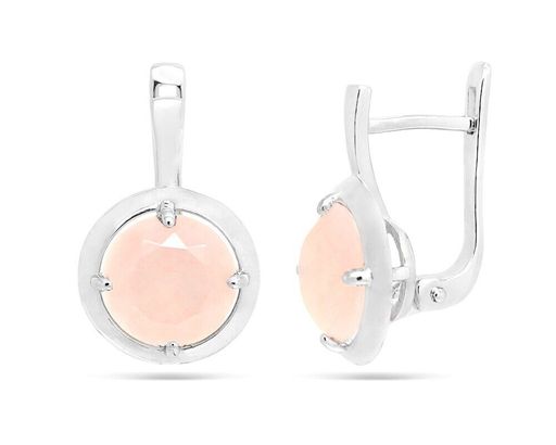 Серьги из серебра розовый кварц, Ю-200М47