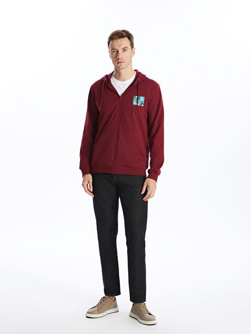 Uzun Kollu Bask?l? Erkek Hoodie