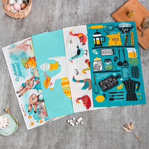 Набор полотенец Доляна Светлой Пасхи 35х60 см - 4 шт, 100% хлопок  фото 11