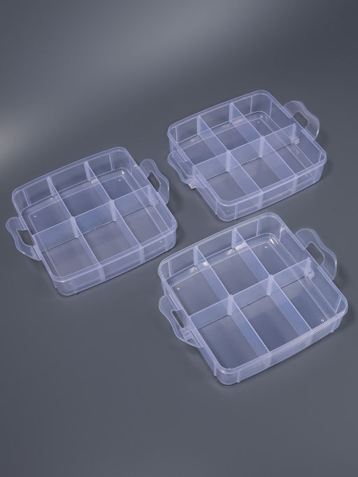 Органайзер для хранения мелочей, 18 ячеек, 15×16×12.5 см, с ручкой, прозрачный