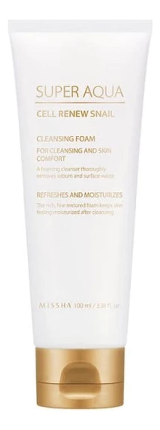 Пенка для лица очищающая с экстрактом слизи улитки MISSHA Super Aqua Cell Renew Snail Cleansing Foam, 100ml