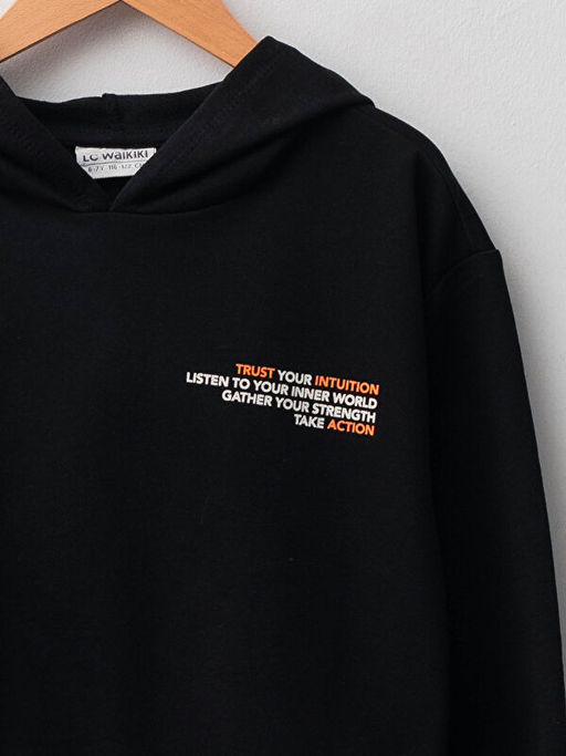 Kap??onlu Bask?l? Uzun Kollu K?z ?ocuk Sweatshirt - Waikiki фото 3