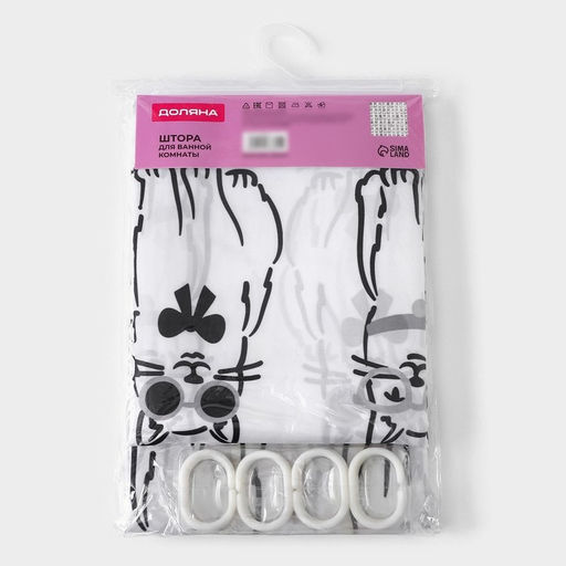 Штора для ванны Доляна Cats, 180×180 см, полиэстер, белая