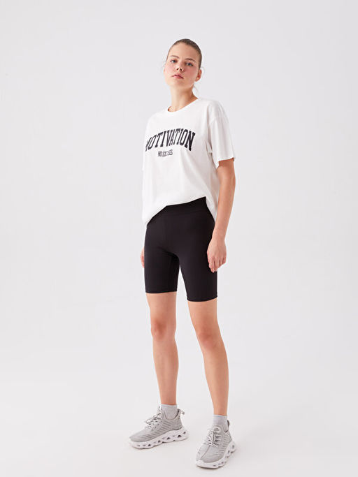 Kad?n Beli Lastikli Ekstra Dar Fit D?z ?ort Tayt
