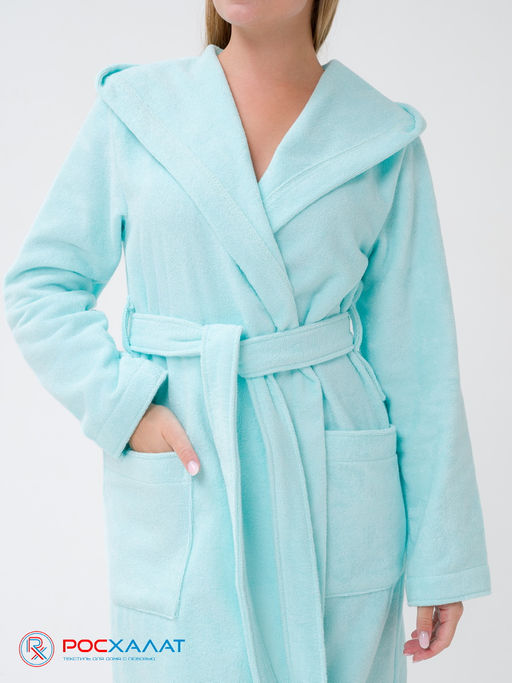 Женский халат с капюшоном морская волна МЗ-06 (58)