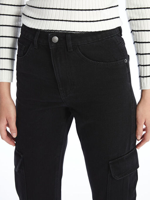 Straight Fit Kad?n Kargo Jean Pantolon